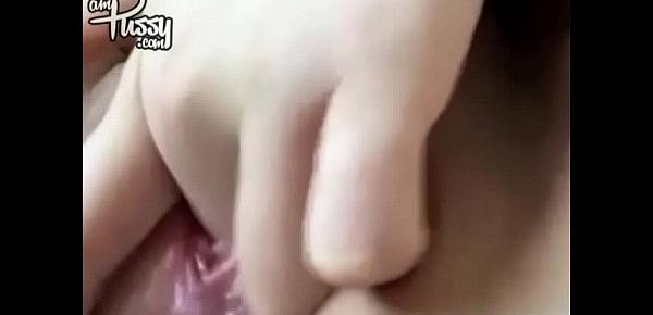  Close-up masturbation to orgasm, wet shaved pussy
